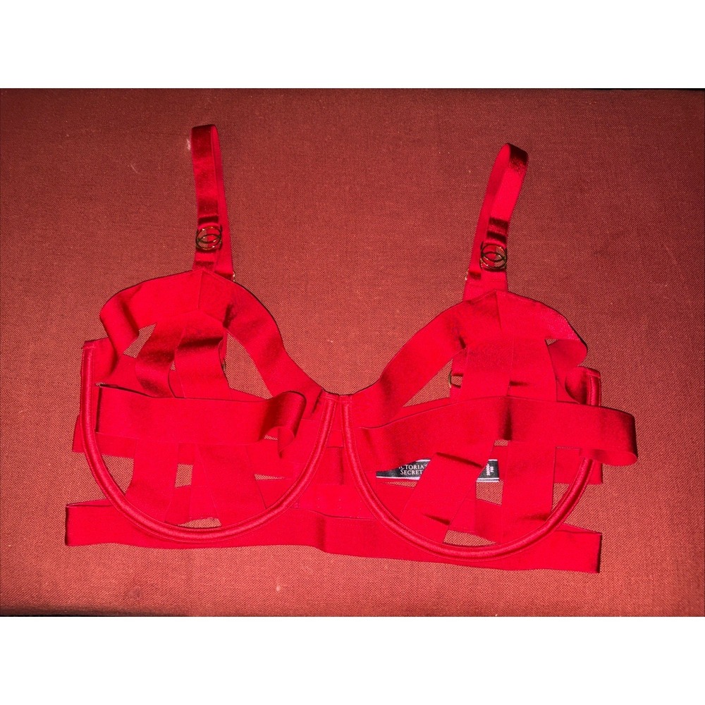 Victoria's Secret Red Satin Strappy Underwire Bra